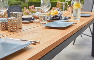 Ausziehtisch Porto, Edelstahlgestell dunkelgrau, Diamond Garden