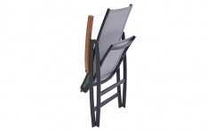 Hochlehner Valencia, schwarz-silber, Diamond Garden, Armlehnen Teak